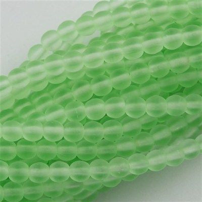 100 Czech 6mm Pressed Glass Round Beads Matte Peridot (50500M)