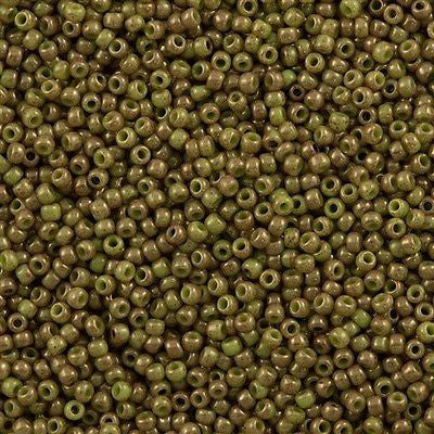 Toho Round Seed Bead 8/0 Opaque Avocado Pink Marbled 5.5-inch tube (1209)