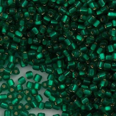 Miyuki Triangle Seed Bead 10/0 Matte Silver Lined Emerald 10g (1807F)