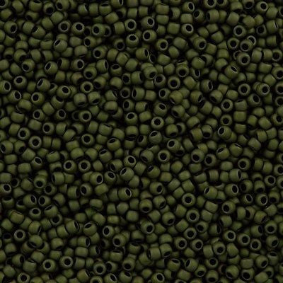 Toho Round Seed Beads 6/0 Matte Olive 2.5-inch tube (617)