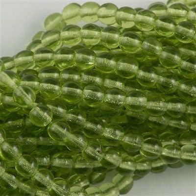 200 Czech 4mm Pressed Glass Round Beads Olivine (50230)