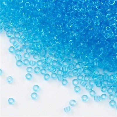 Toho Round Seed Bead 15/0 Transparent Aqua 2.5-inch Tube (3)