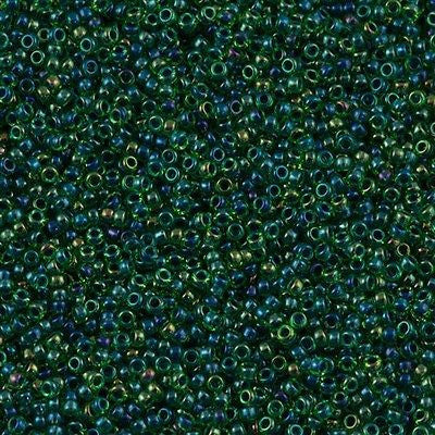 Miyuki Round Seed Bead 15/0 Blue Lined Green 2-inch Tube (332)