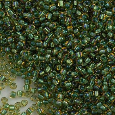 Miyuki Triangle Seed Bead 8/0 Light Green Lined Topaz Luster 23g Tube (1168)