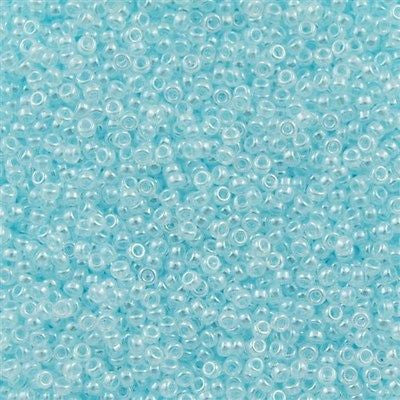 Miyuki Round Seed Bead 15/0 Light Aqua Ceylon 2-inch Tube (522)