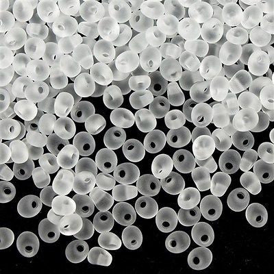 Miyuki 4mm Magatama Seed Bead Transparent Matte Crystal 10g (131F)