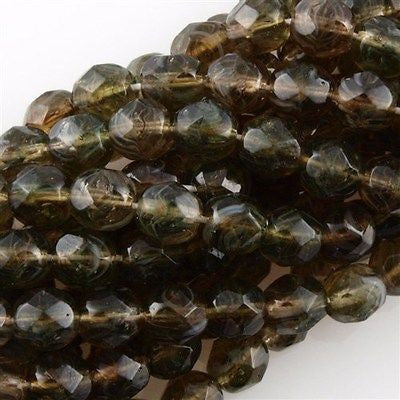 50 Czech Fire Polished 6mm Round Bead Hurricane Bayou (01320H)