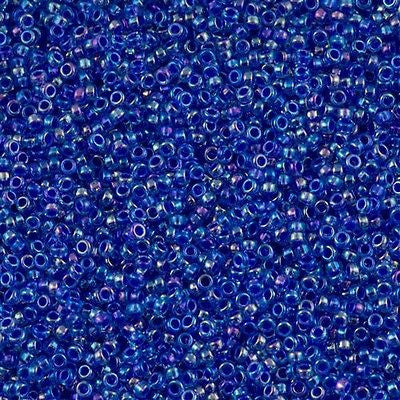 Miyuki Round Seed Bead 15/0 Cobalt Lined Aqua AB 2-inch Tube (353)