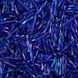 Miyuki 2x12mm Twisted Bugle Transparent Cobalt Blue AB 15g (177)