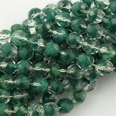 50 Czech Fire Polished 8mm Round Bead Crystal Spearmint (56218)