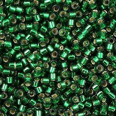 Miyuki Delica Seed Bead 11/0 Silver lined Green 2-inch Tube DB148