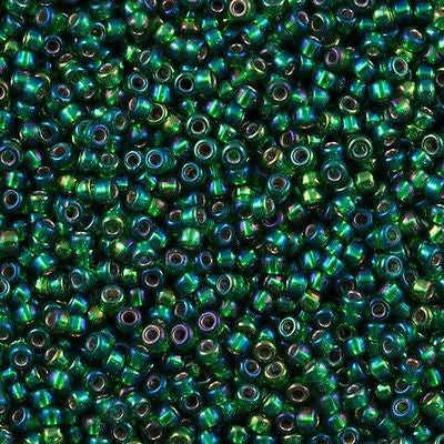 Miyuki Round Seed Bead 8/0 Silver Lined Green AB 22g Tube (1016)