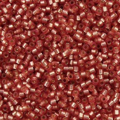 Miyuki Delica Seed Bead 11/0 Semi Matte Silver Lined Dyed Dark Rose 7g Tube DB685