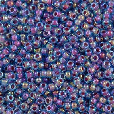 Miyuki Round Seed Bead 6/0 Pink Lined Aqua AB 20g Tube (340)