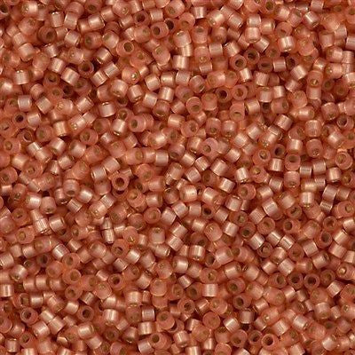 Miyuki Delica Seed Bead 11/0 Opal Silver Lined Dyed Dark Peach 2-inch Tube DB622