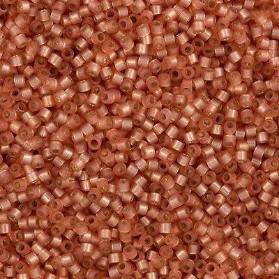 25g Miyuki Delica Seed Bead 11/0 Opal Silver Lined Dyed Dark Peach DB622