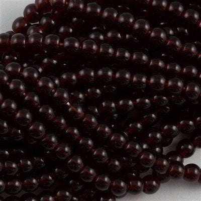 200 Czech 4mm Pressed Glass Round Transparent Garnet Beads (90120)