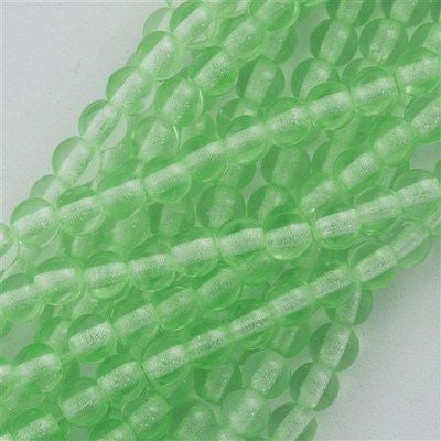 100 Czech 6mm Pressed Glass Round Beads Peridot (50500)