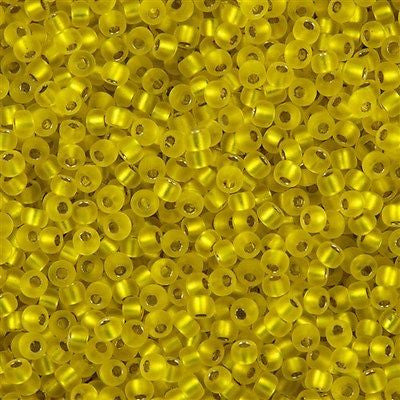 Miyuki Round Seed Bead 8/0 Matte Silver Lined Yellow 22g Tube (6F)