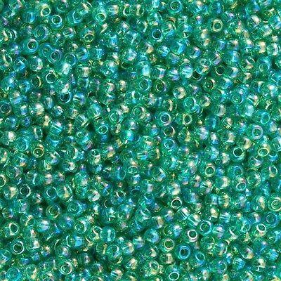 50g toho Round Seed Bead 8/0 Transparent Medium Lime AB (164B)