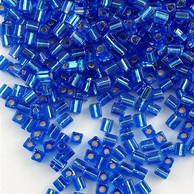 Miyuki 4mm Square Seed Bead Silver Lined Sapphire 19g Tube (19)