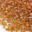 Miyuki 4mm Square Seed Bead Green Inside Color Lined Pumpkin 19g Tube (2630)