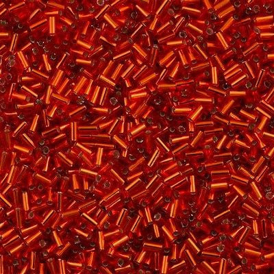 Miyuki 3mm Bugle Bead Silver Lined Red 5-inch Tube (10)