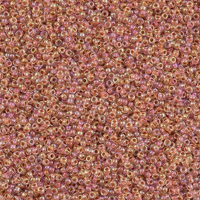 Miyuki Round Seed Bead 15/0 Inside Color Lined Salmon AB 2-inch Tube (275)