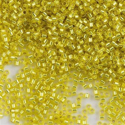 25g Miyuki Delica Seed Bead 11/0 Silver Lined Yellow DB145