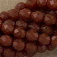 50 Czech Fire Polished 8mm Round Bead Milky Caramel (12000)