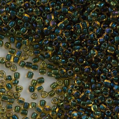 Miyuki Triangle Seed Bead 10/0 Green Lined Amber 10g (1815)