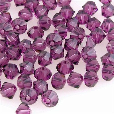 24 TRUE CRYSTAL 6mm Bicone Bead Amethyst (204)