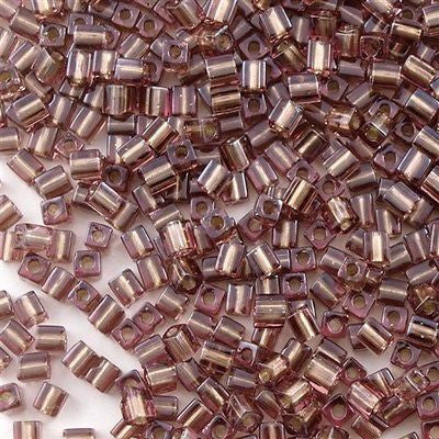 Miyuki 4mm Cube Seed Bead Inside Color Lined Rose Taupe 10g SB4-2648