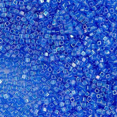 Miyuki 1.8mm Cube Seed Bead Transparent Medium Blue AB 8g Tube (261)