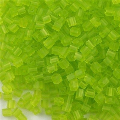 Miyuki 4mm Square Seed Bead Matte Lime 19g Tube (143F)