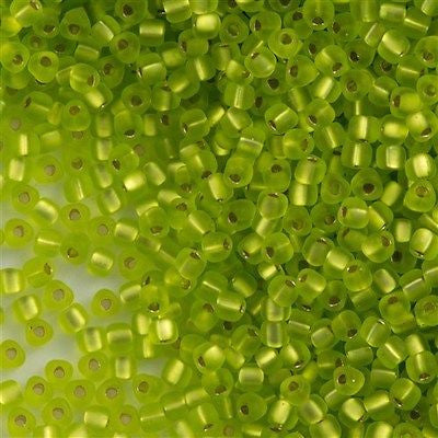 Miyuki Triangle Seed Bead 8/0 Matte Silver Lined Chartreuse 23g Tube (1801F)