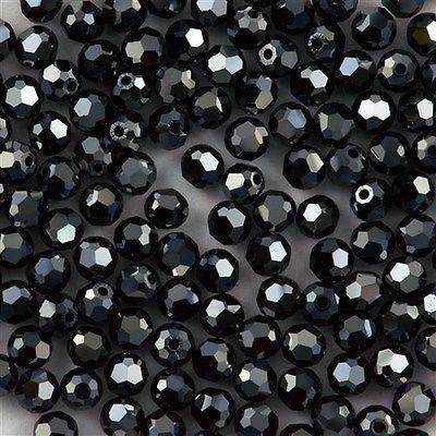 12 TRUE CRYSTAL 4mm Faceted Round Bead Jet Hematite 2X (280 HEM2X)