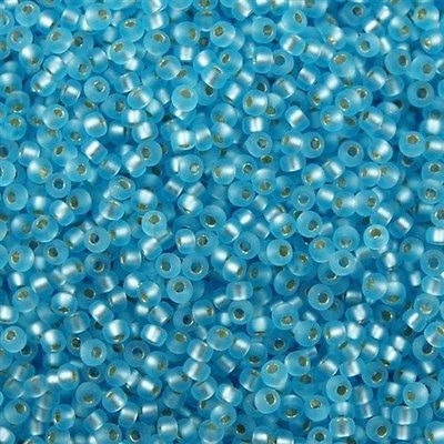 Miyuki Round Seed Bead 11/0 Matte Silver Lined Blue Topaz 22g Tube (18F)