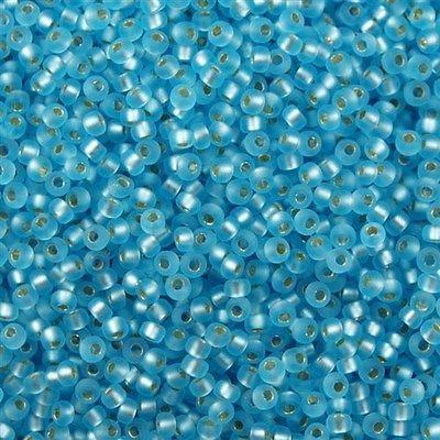 50g Miyuki Round Seed Bead 11/0 Matte Silver Lined Blue Topaz 11-18F