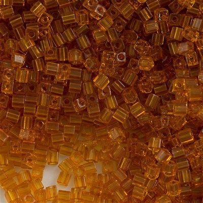 Miyuki 3mm Cube Seed Bead Transparent Topaz 10g (133)