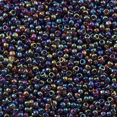 Toho Round Seed Bead 11/0 Transparent Dark Amethyst AB 19g Tube (166C)