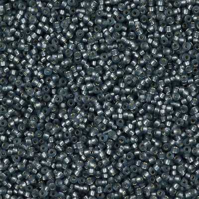 Miyuki Round Seed Bead 15/0 Dyed Semi Matte Silver Lined Grey 2-inch Tube (1657)