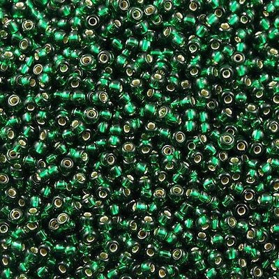 Miyuki Round Seed Bead 11/0 Silver Lined Dark Emerald 22g Tube (27)