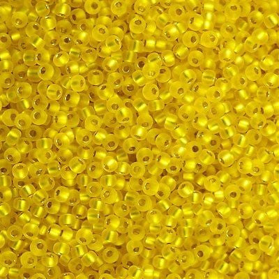 Miyuki Round Seed Bead 11/0 Matte Silver Lined Yellow 22g Tube (6F)