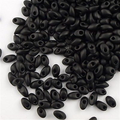 Miyuki Long Magatama Seed Bead Opaque Matte Black 8g Tube (401F)