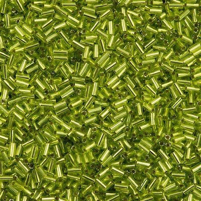 Miyuki 3mm Bugle Bead Silver Lined Lime Green 5-inch Tube (14)