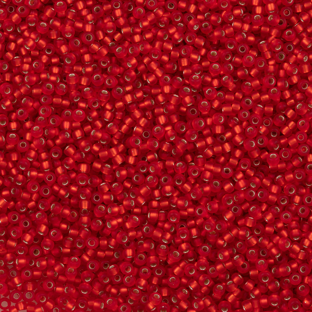 Miyuki Round Seed Bead 11/0 Matte Silver Lined Red (10F)