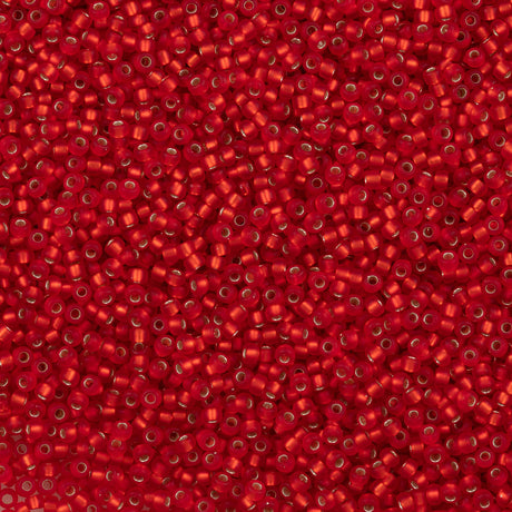 Miyuki Round Seed Bead 11/0 Matte Silver Lined Red (10F)