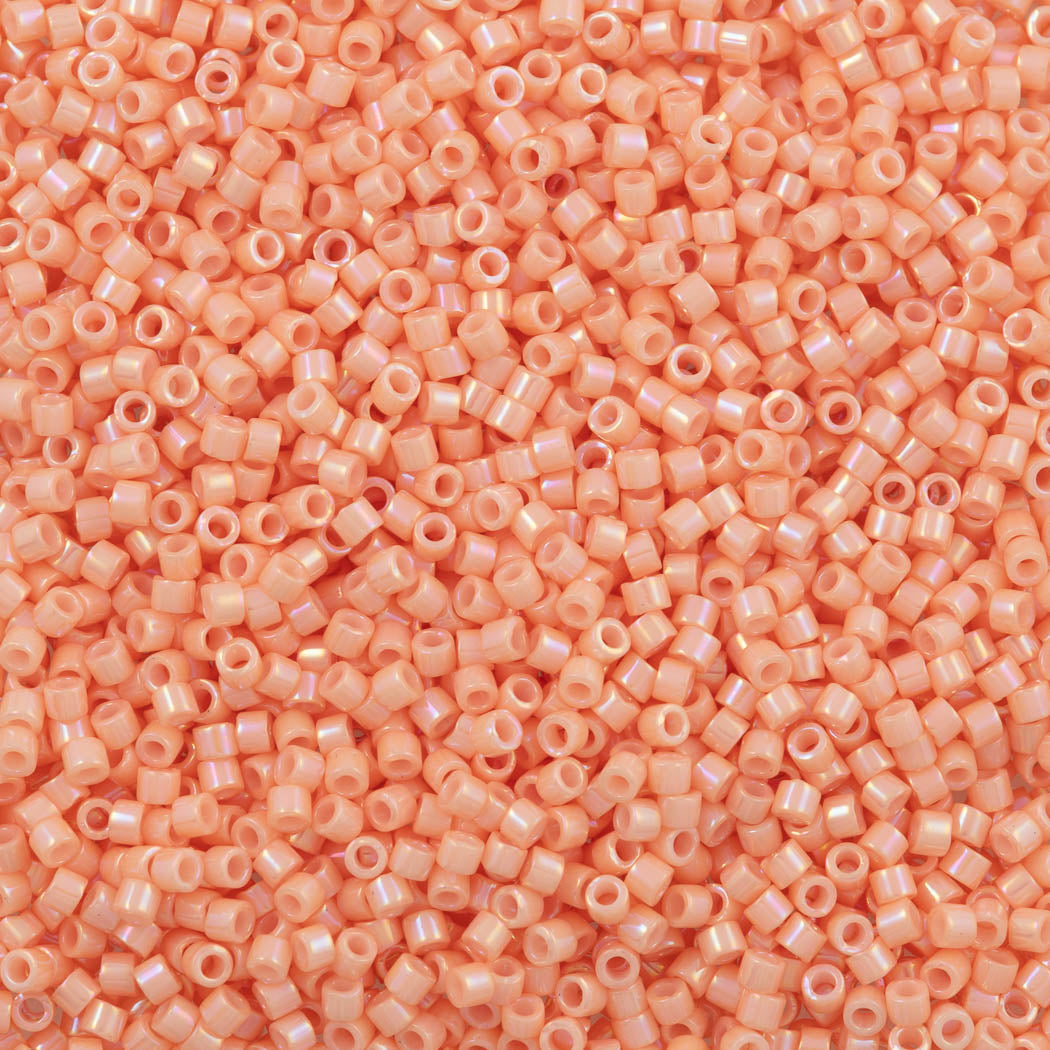 Miyuki Delica Seed Bead 11/0 Opaque Peachy Coral Gold Luster 2-inch Tube DB207