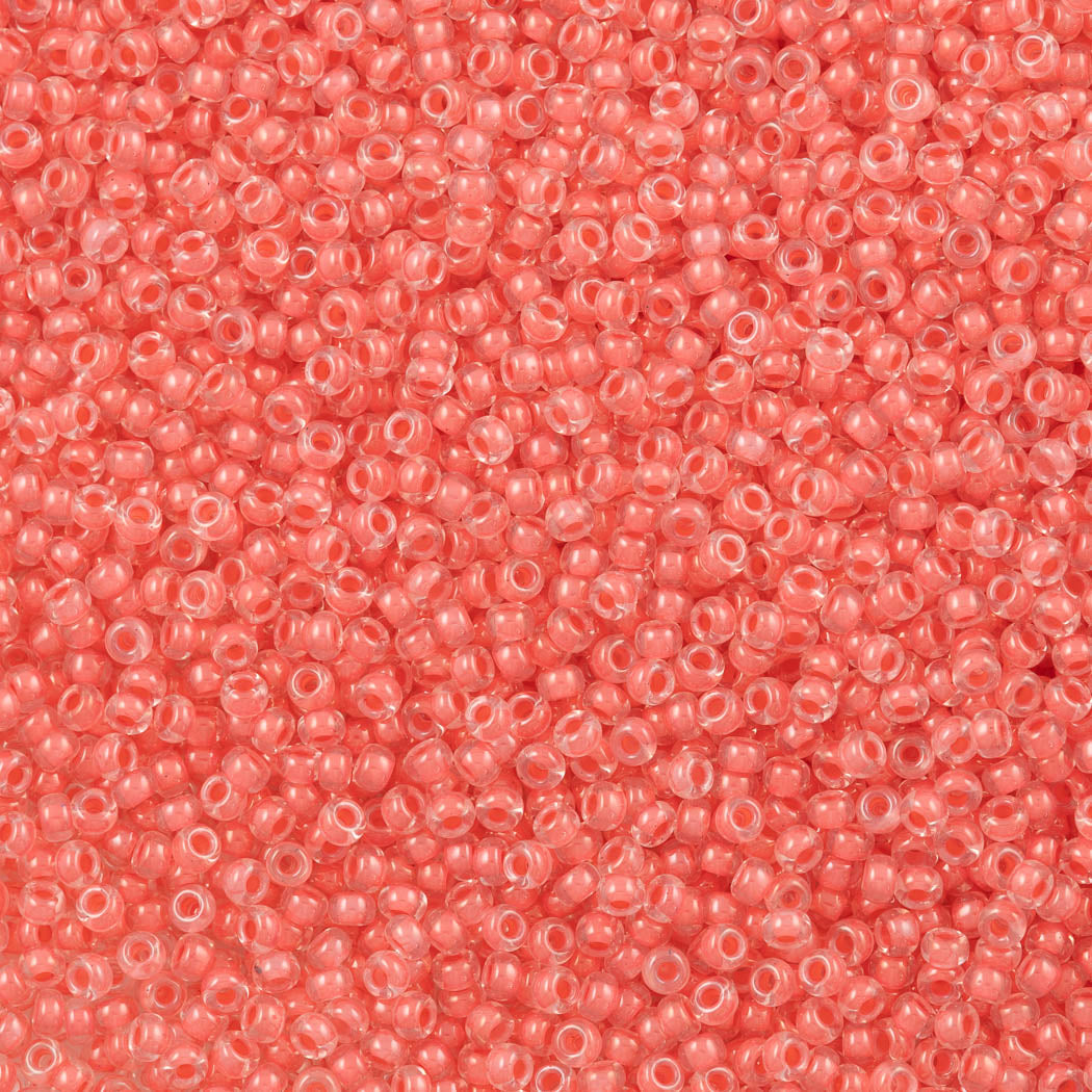 50g Miyuki Round Seed Bead 11/0 Inside Color Lined Pink Grapefruit (204)